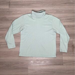 Vintage Mint Green Turtleneck Long Sleeve Top